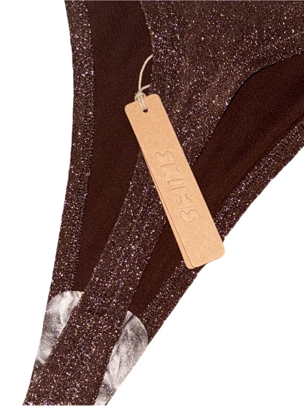 SKIMS Glitter String Swim Thong Cocoa Brown 3X New with Tag